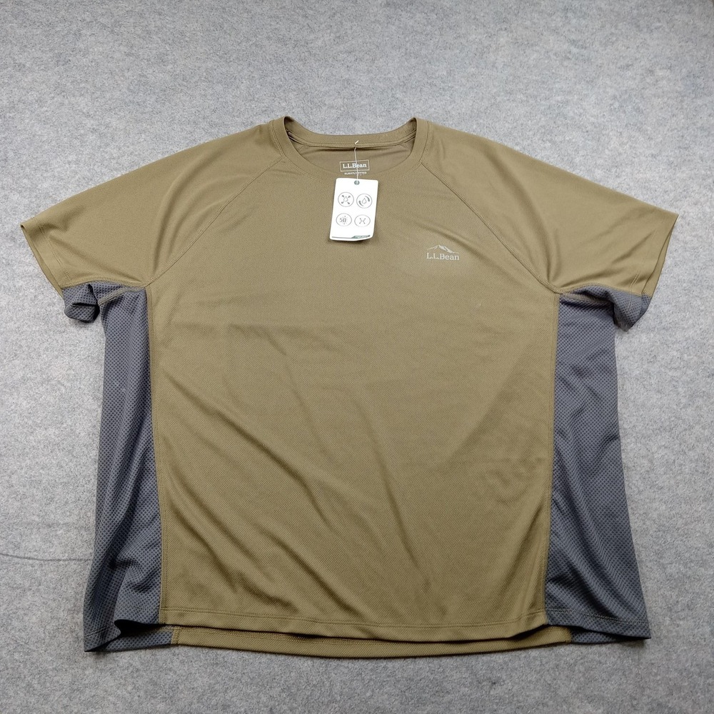L.L. Bean Shirt Mens 2XL Brown‎ Performance Short Sleeve Athletic Top Hiking
